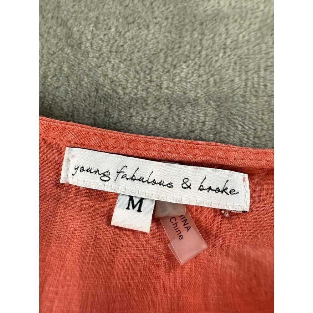 Young Fabulous & Broke High Tea Tiger Lily Linen Blend Midi Dress Size M cut off - Picture 9 of 10